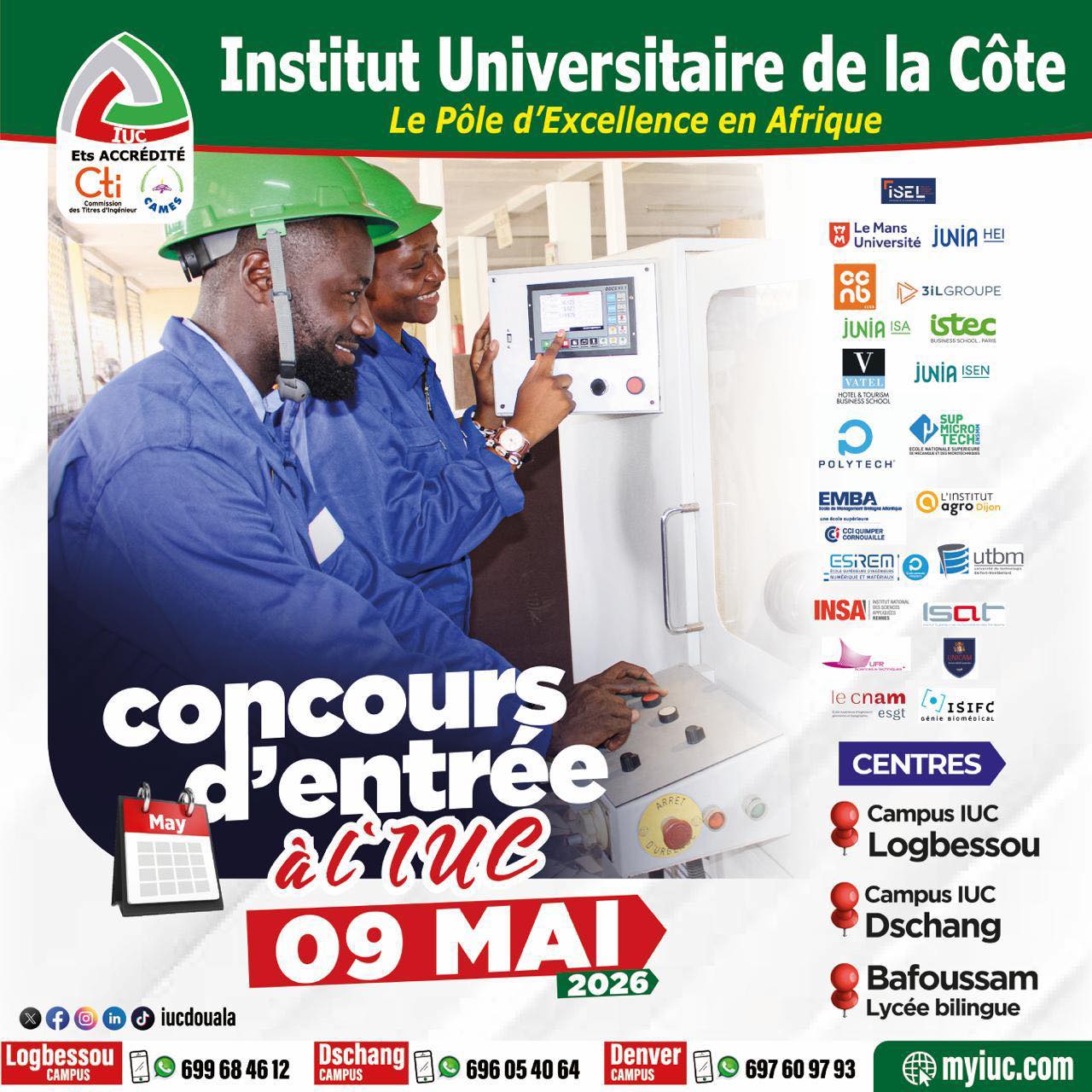 CONCOUR D’ENTREE A IUC – IUC | Institut Universitaire de la Cote